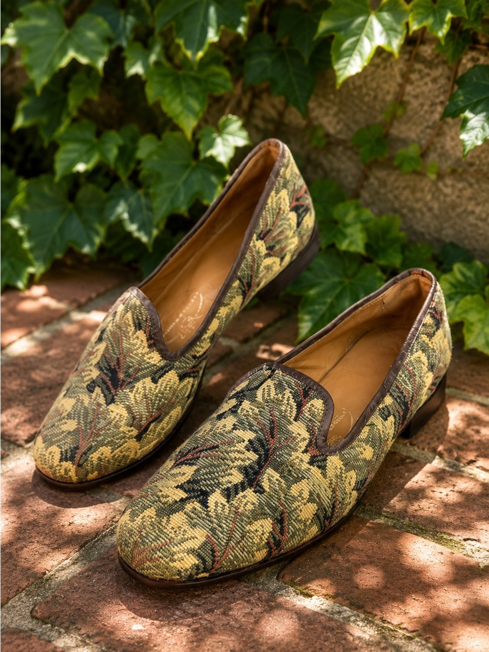 STUBBS & WOOTTON Quiet Luxury Botanical Tapestry Slip-On Flats, 6.5